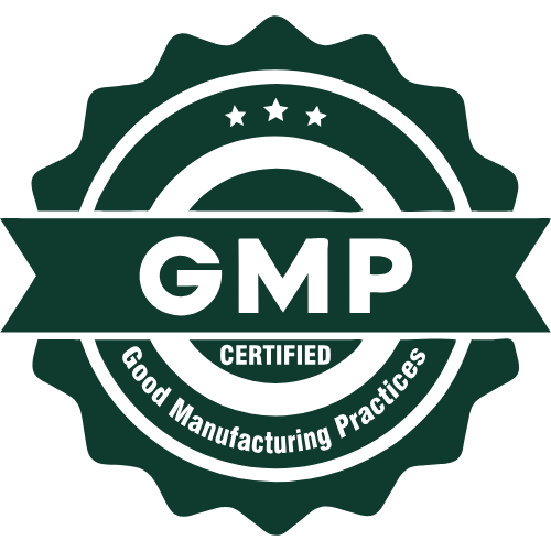 GMP Certified logo indicating Good Manufacturing Practice compliance"