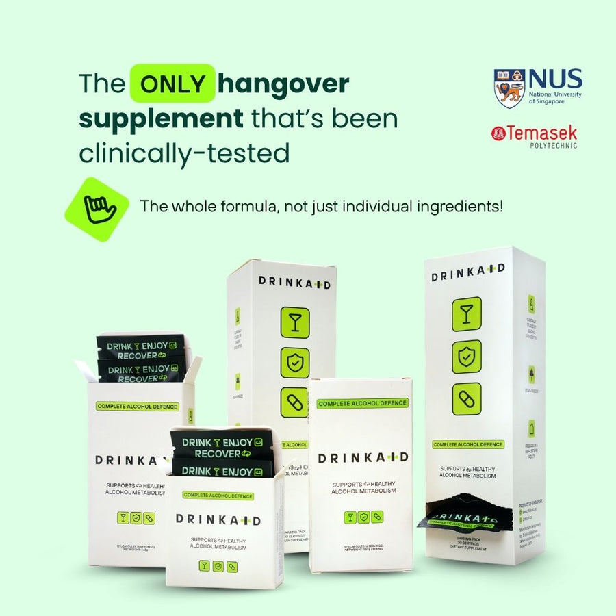 Proof of Drinkaid Complete Alcohol Defence is clinically tested by NUS and Temasek Polytechnic 