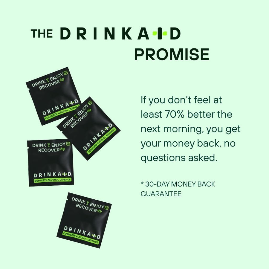 Money back condition for Drinkaid Complete Alcohol Defense