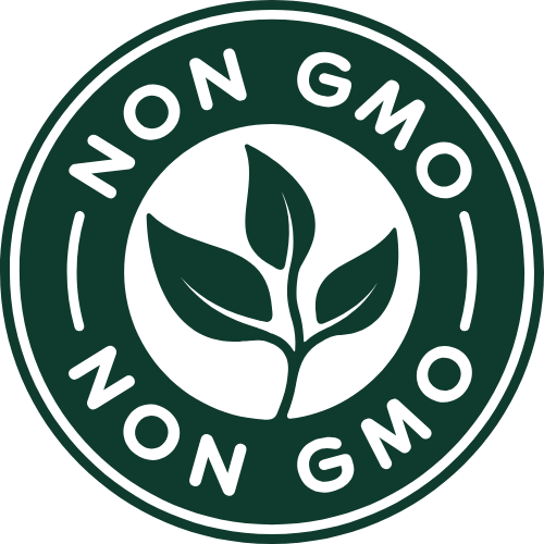 Non-GMO Project verified badge with a leaf emblem
